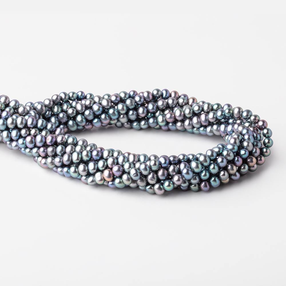 6x5mm Light Peacock Off Round Freshwater Pearls 16 inch 72 Beads (ONLINE ORDER ONLY)