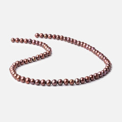 6x5mm Purplish Brown Side Drilled Off Round Freshwater Pearls 15 inch 76 beads