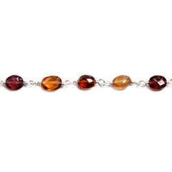 6x5mm Spessertite Garnet faceted oval .925 Silver Chain by the foot 28 pcs (ONLINE ORDER ONLY)