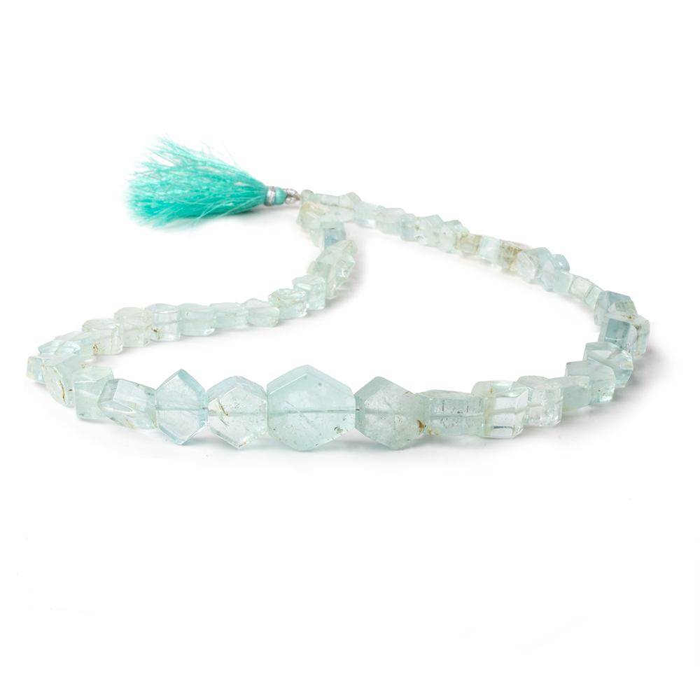 6x6-16x13mm Aquamarine plain hexagon beads 17 inch 53 pieces (ONLINE ORDER ONLY)