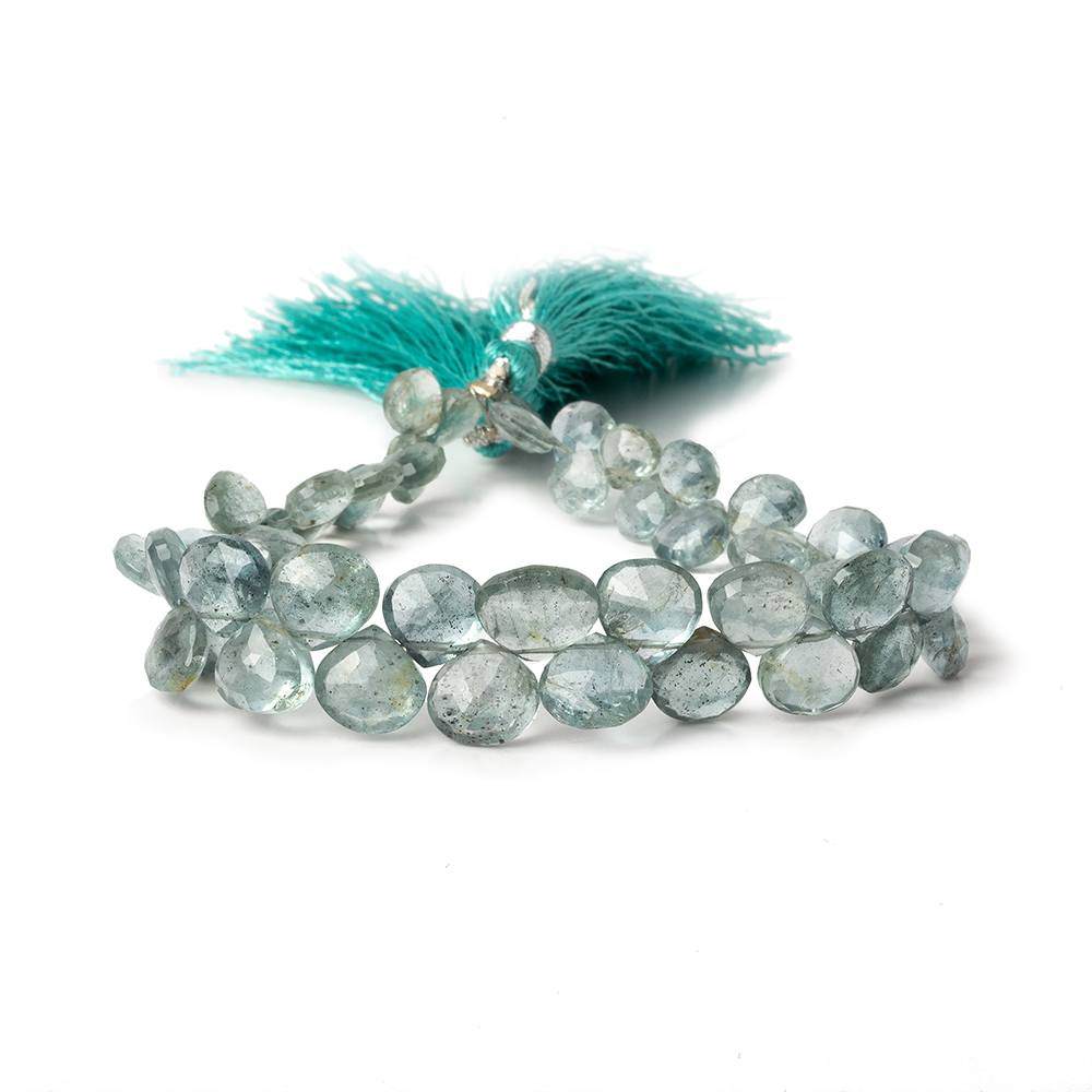 6x6-7x7mm Moss Aquamarine Faceted Heart Beads 8 inch 58 pieces (ONLINE ORDER ONLY)