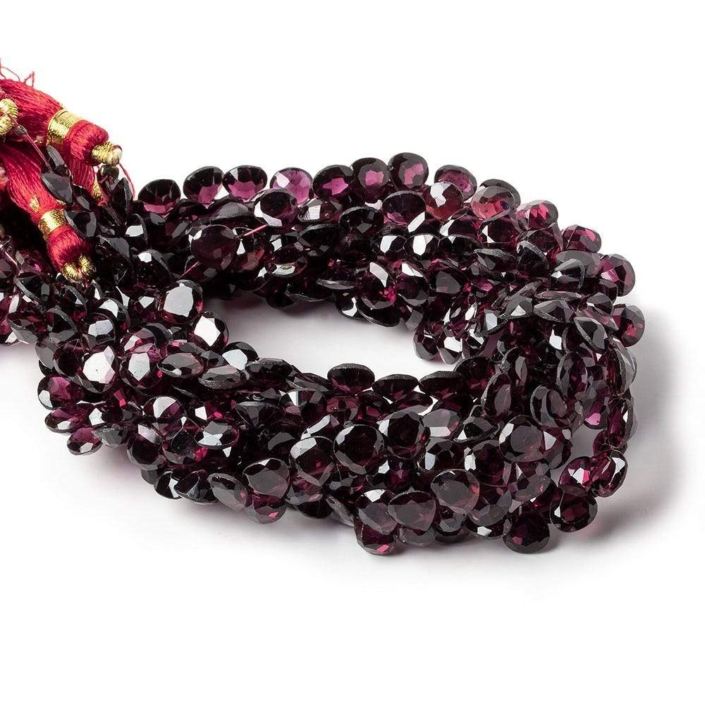 6x6mm Rhodolite Garnet Bevel & Pavilion Faceted Hearts 8 inch 72 Beads AAA (ONLINE ORDER ONLY)
