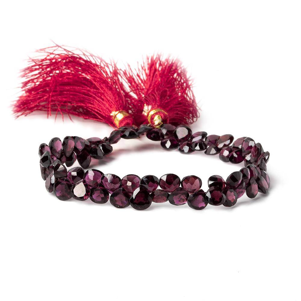 6x6mm Rhodolite Garnet Bevel & Pavilion Faceted Hearts 8 inch 72 Beads AAA (ONLINE ORDER ONLY)