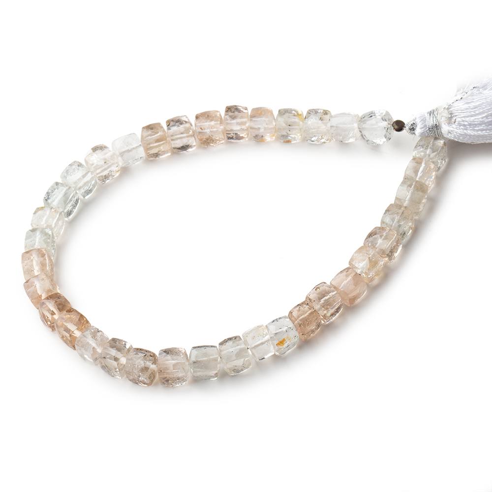 6x6mm White & Imperial Topaz faceted cube beads 8 inch 36 pieces (ONLINE ORDER ONLY)
