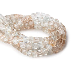 6x6mm White & Imperial Topaz faceted cube beads 8 inch 36 pieces (ONLINE ORDER ONLY)