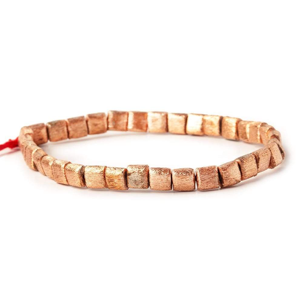 6x6x4mm Copper Flat Brushed Square 8 inches 32pcs/strand (ONLINE ORDER ONLY)