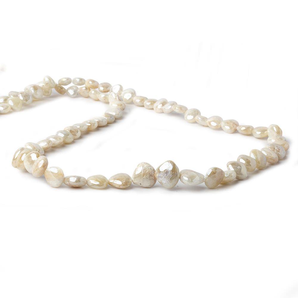 6x7-8x9mm Mystic Off White Sapphire plain hearts 8 inch 55 beads AA (ONLINE ORDER ONLY)