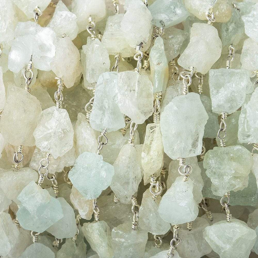 7-10mm Multi Beryl chip nugget Silver plated Chain by the foot (ONLINE ORDER ONLY)