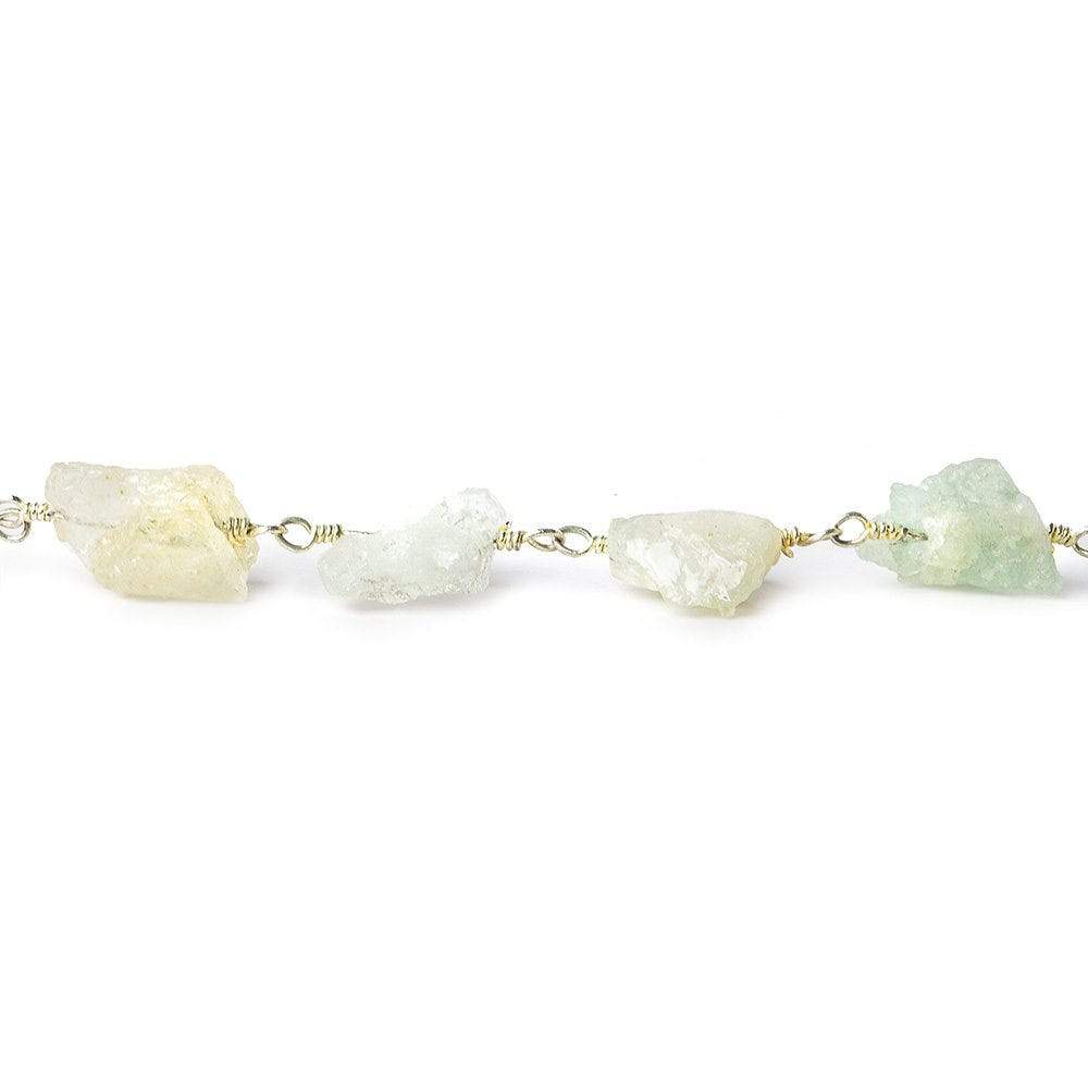 7-10mm Multi Beryl chip nugget Silver plated Chain by the foot (ONLINE ORDER ONLY)