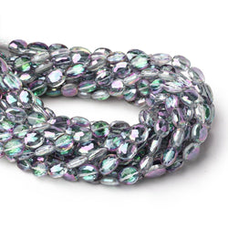7-10mm Mystic White Topaz Straight Drill Faceted Ovals 9 inch 24 Beads