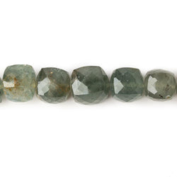 7-10mm Moss Aquamarine Faceted Cube Beads 9 inches 28 pieces (ONLINE ORDER ONLY)