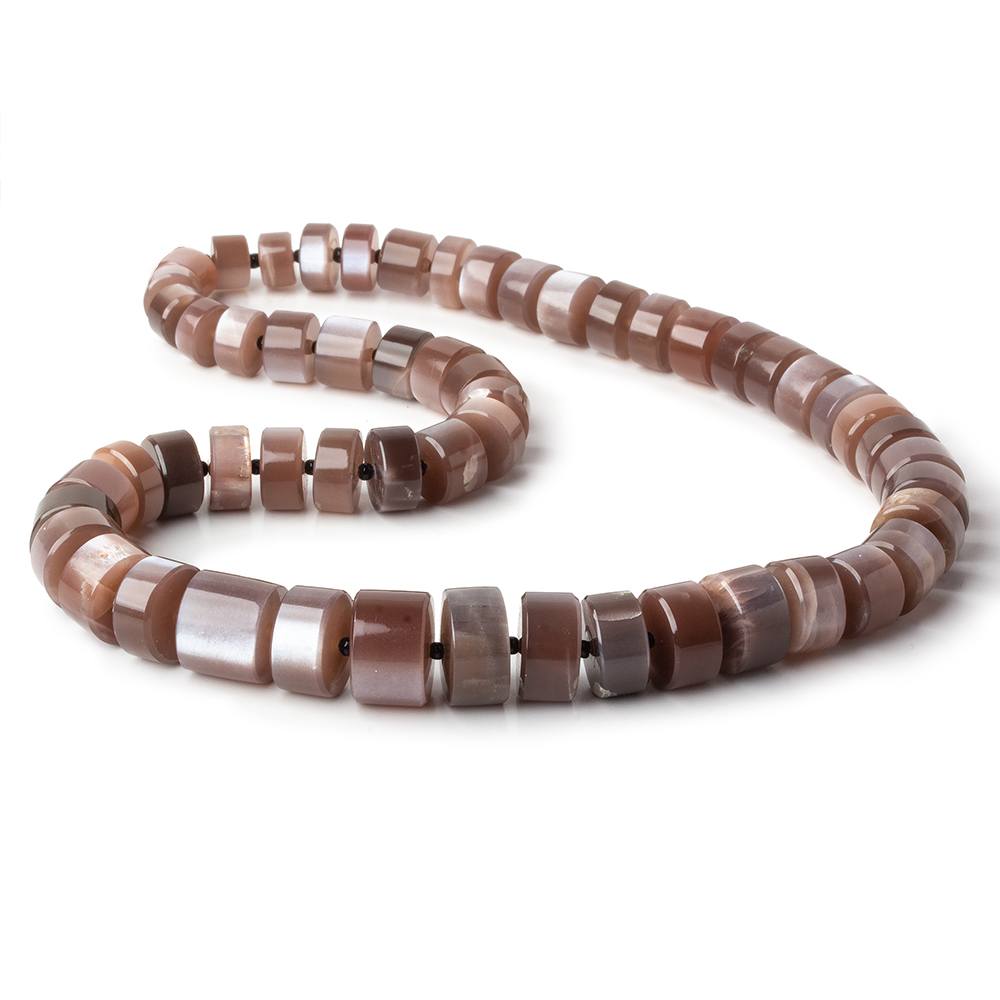 7-12.5mm Chocolate Brown Moonstone plain heshi beads 14 inch 56 pieces (ONLINE ORDER ONLY)