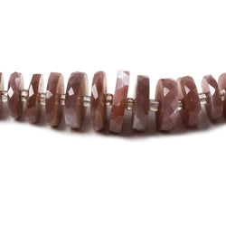 7-12.5mm Chocolate Moonstone faceted heshi beads 16 inch 88 pieces (ONLINE ORDER ONLY)