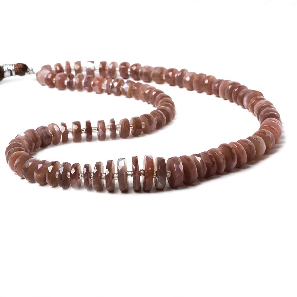 7-12.5mm Chocolate Moonstone faceted heshi beads 16 inch 88 pieces (ONLINE ORDER ONLY)