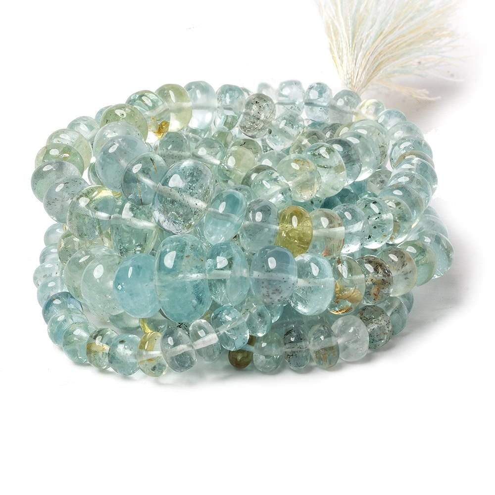 7-14mm Aquamarine and Helidore Plain Rondelle Lot of 3 Strands 279 Beads (ONLINE ORDER ONLY)