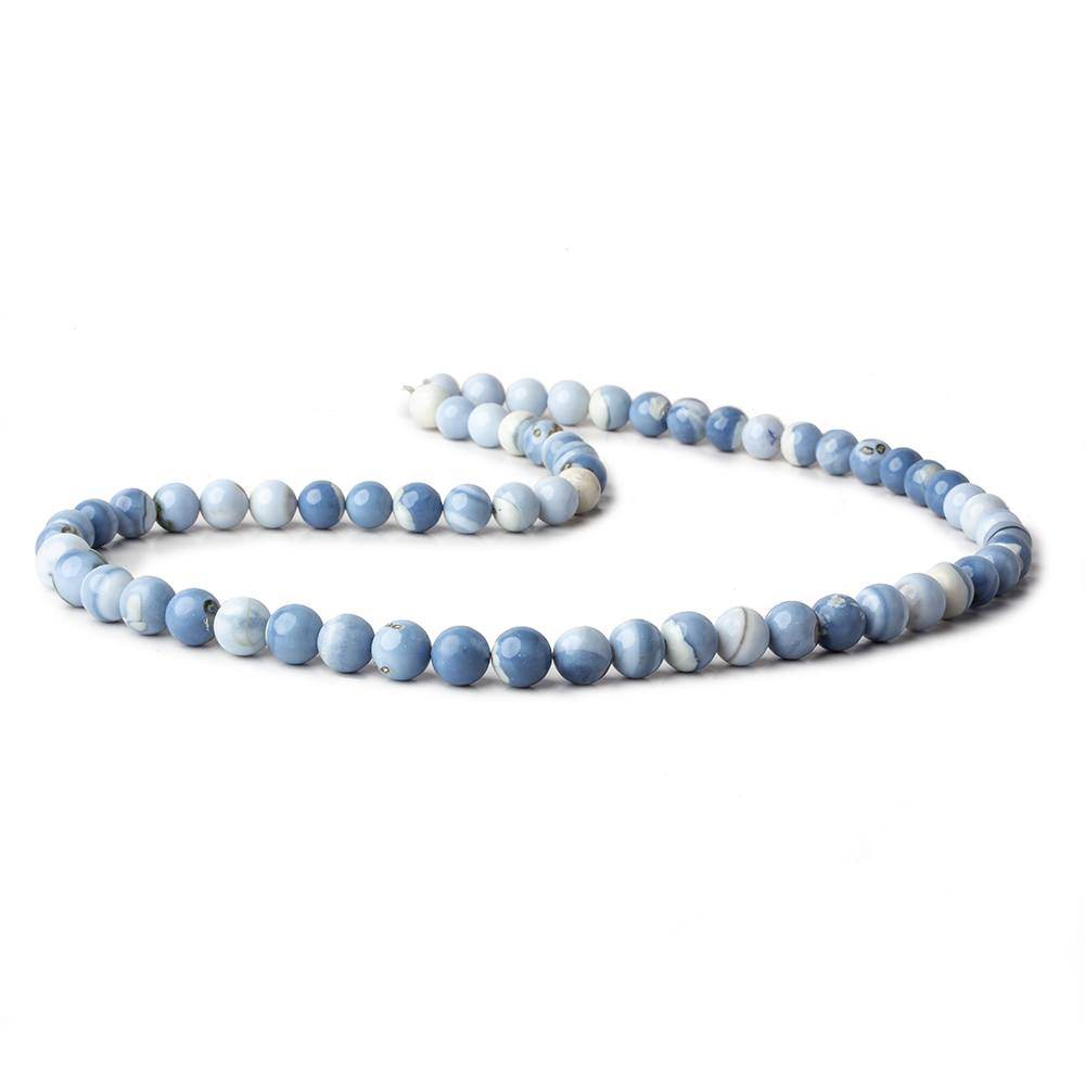 7-7.5mm Owyhee Denim Blue Opal plain round beads 18 inch 64 pieces AA (ONLINE ORDER ONLY)