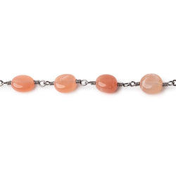 7-8mm Angel Skin Moonstone Plain Nuggets on Black Gold Plated Chain (ONLINE ORDER ONLY)