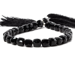 7-8mm Black Chalcedony Faceted Cube Beads 8 inch 25 pieces (ONLINE ORDER ONLY)