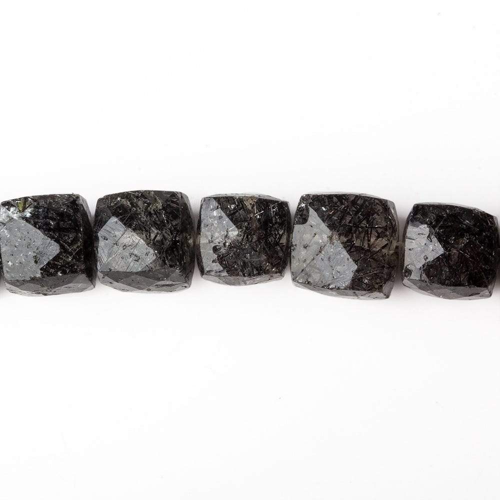 7-8mm Black Tourmalinated Quartz Faceted Cubes 8 inch 26 beads (ONLINE ORDER ONLY)