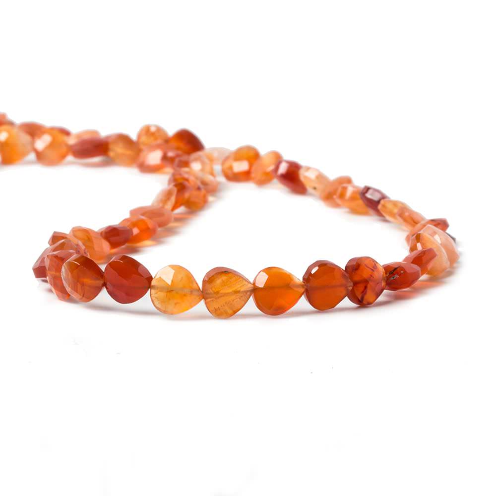 7-8mm Carnelian Straight Drilled Faceted Heart Beads 14.5 inch 52 pieces (ONLINE ORDER ONLY)
