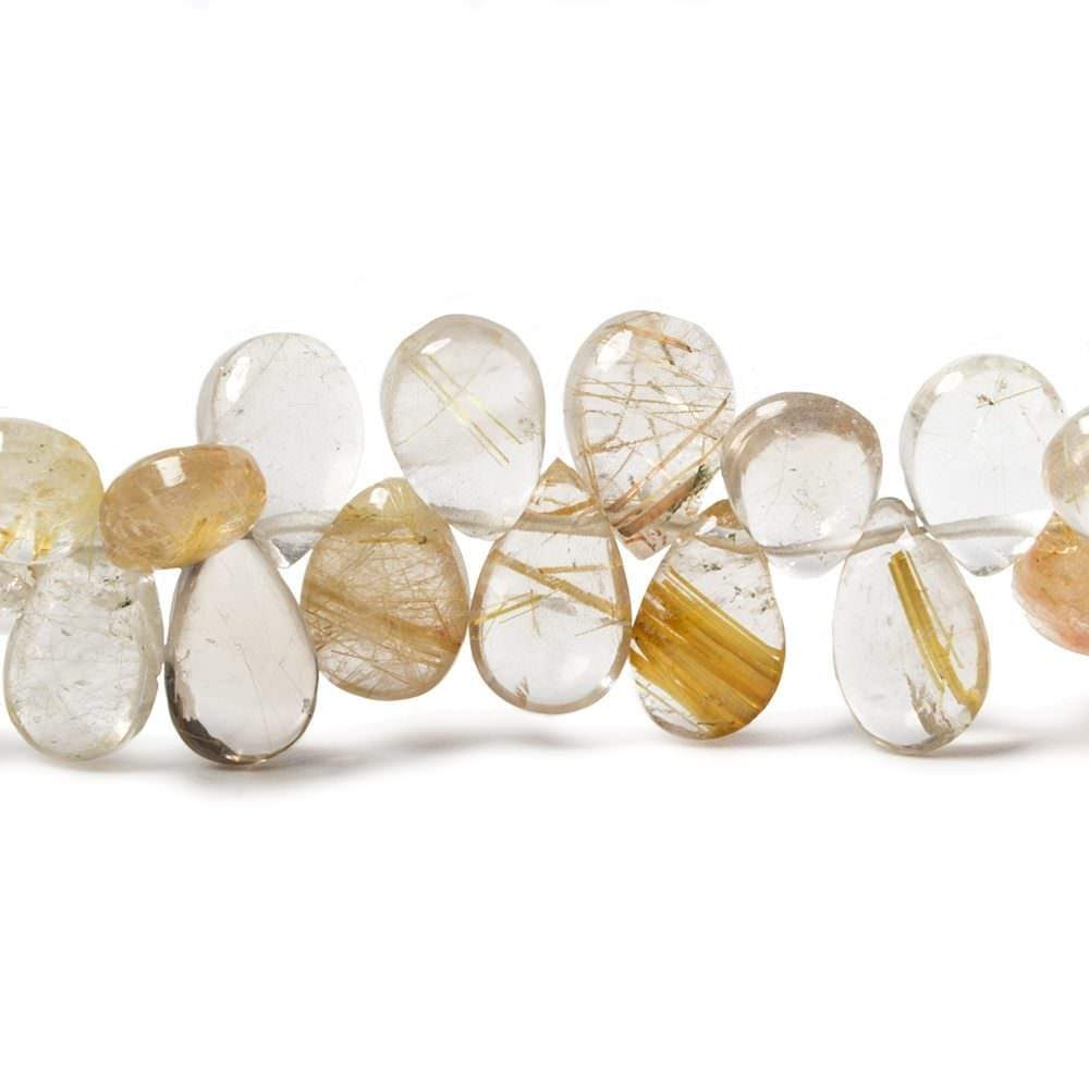 7-8mm Golden Rutilated Quartz Plain Pear Beads 8 inch 74 pieces (ONLINE ORDER ONLY)