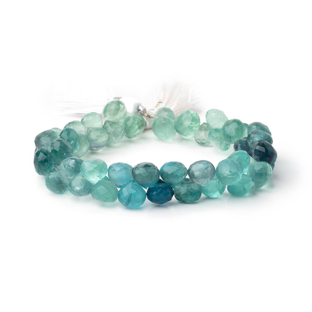 7-8mm Neon Teal Fluorite Faceted Candy Kiss Beads 7 inch 50 pieces AA (ONLINE ORDER ONLY)