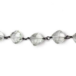 7-8mm Prasiolite Faceted Pillows on Black Gold over .925 Silver Chain