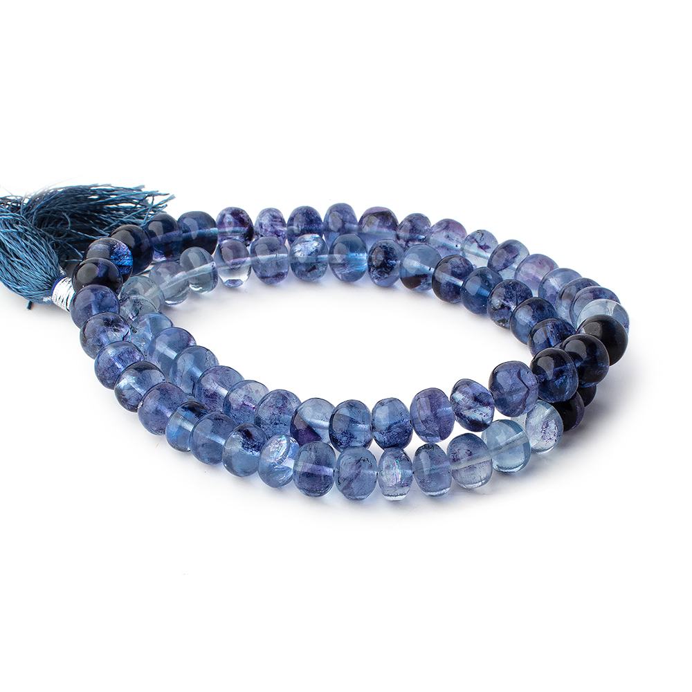7.5-8.5mm Shaded Blue Fluorite Plain Rondelles 16 inch 60 Beads (ONLINE ORDER ONLY)