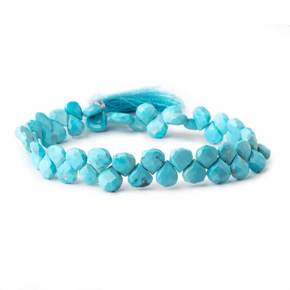 7-8mm Sleeping Beauty Turquoise faceted heart beads 8.5 inch 50 pieces (ONLINE ORDER ONLY)