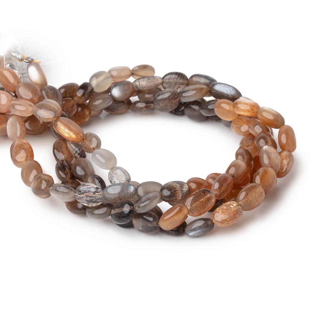 7-8mm Sunstone & Moonstone Plain Oval Beads 8.5 inch 29 pieces (ONLINE ORDER ONLY)