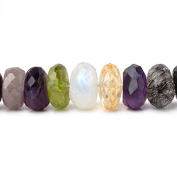 7-9.5mm Multi Gemstone Faceted Rondelle Beads 15 inch 70 pieces