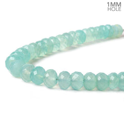 7-9mm Aqua Blue Chalcedony Faceted Rondelles 1mm hole 8 inch 37 Beads (ONLINE ORDER ONLY)