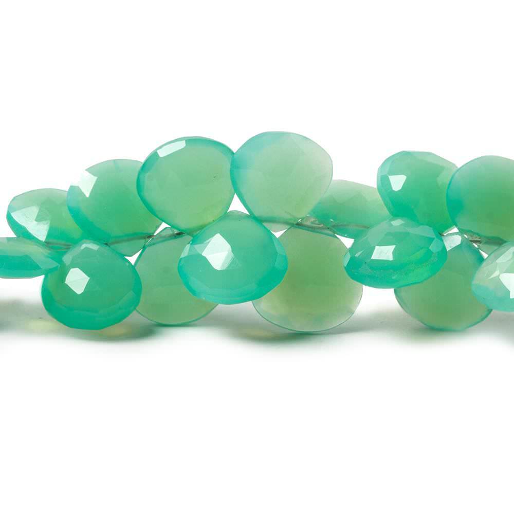 7-9mm Bluish Green Chalcedony Faceted Heart Beads 8 inch 58 pieces (ONLINE ORDER ONLY)