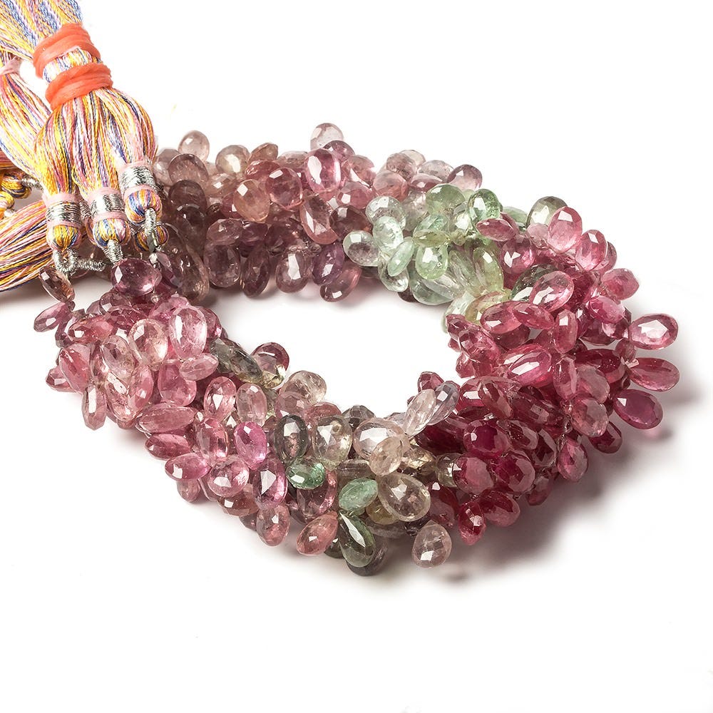 7-9mm Fancy Sapphire and Ruby Beads Pear Briolette 9 inch 83 pieces (ONLINE ORDER ONLY)