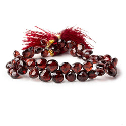 5-7mm Garnet Faceted Heart Beads 9 inch 57 pieces
