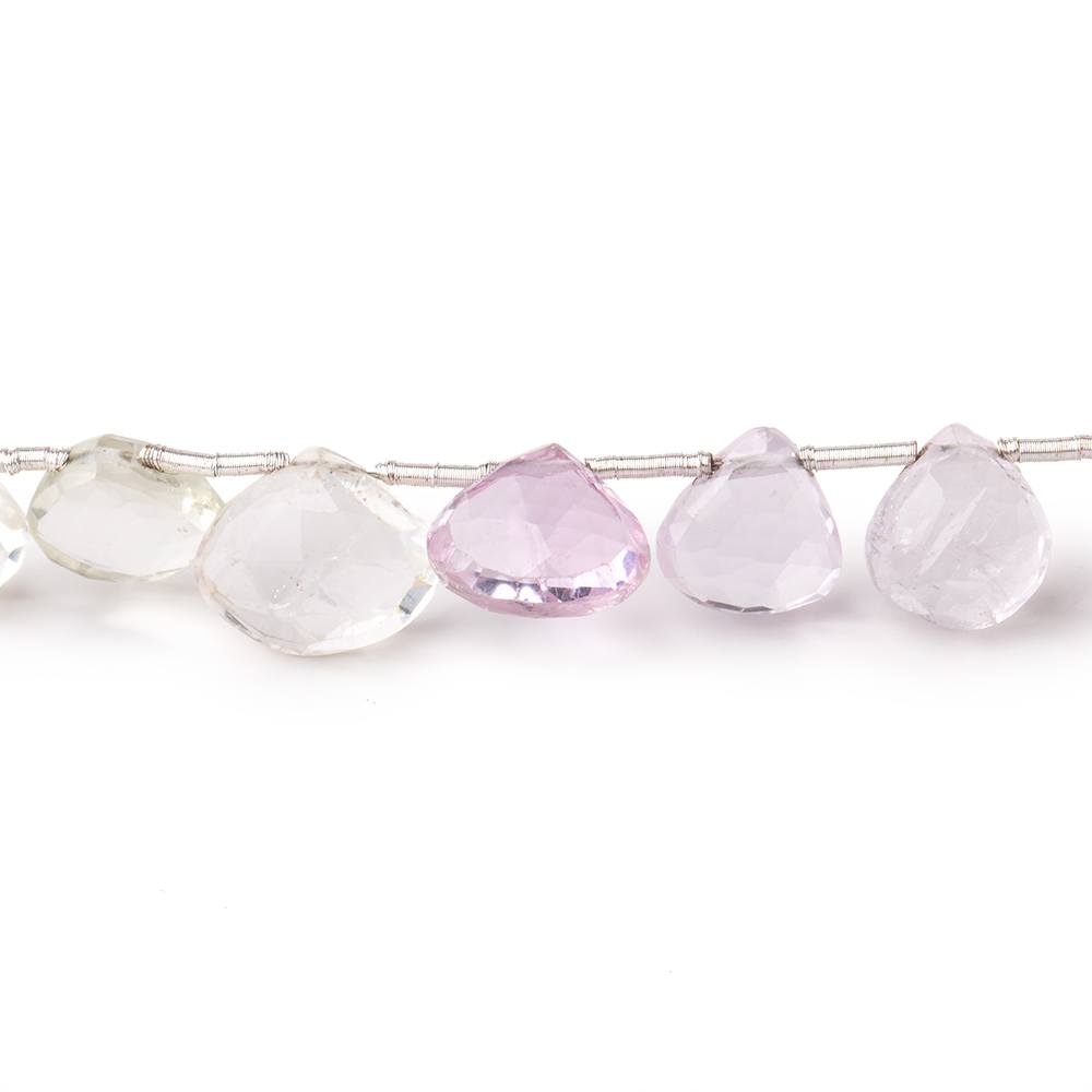 7-9mm Kunzite and Hiddenite Faceted Heart Beads 7.5 inch 17 pieces (ONLINE ORDER ONLY)