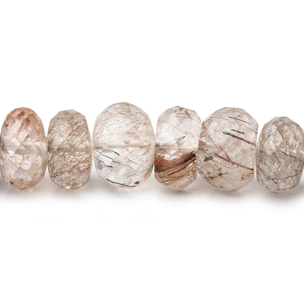 7-9mm Rutilated Quartz Faceted Rondelle Beads 18 inch 78 pieces (ONLINE ORDER ONLY)