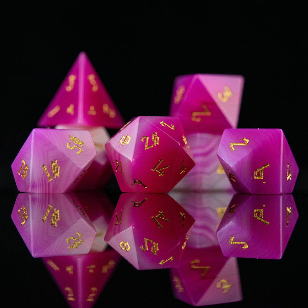 Pink Agate Stone Dice Set (ONLINE ORDER ONLY)