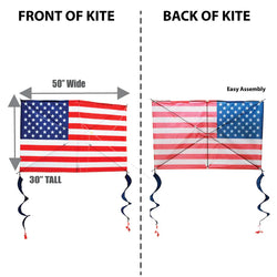 50 Inch Wide Nylon US Flag Kite With Spinners (ONLINE ORDER ONLY)