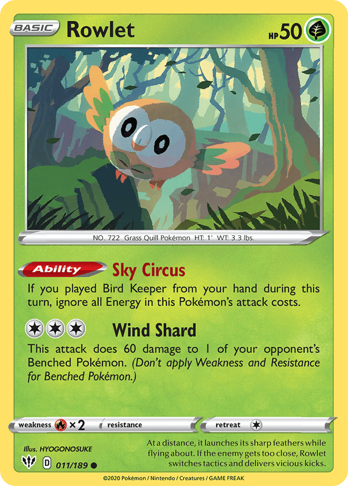 Rowlet (011/189) [Sword & Shield: Darkness Ablaze] (Online Only)