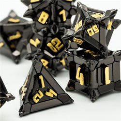 Black w/Gold Pinwheel Strengthened Metal 7-Dice Set | Metal DND Dice (Online Only)