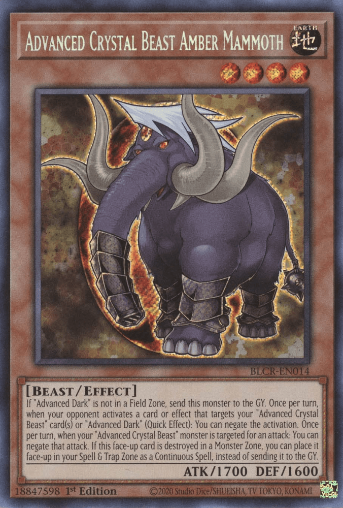 Advanced Crystal Beast Amber Mammoth [BLCR-EN014] Secret Rare (ONLINE ORDER ONLY)