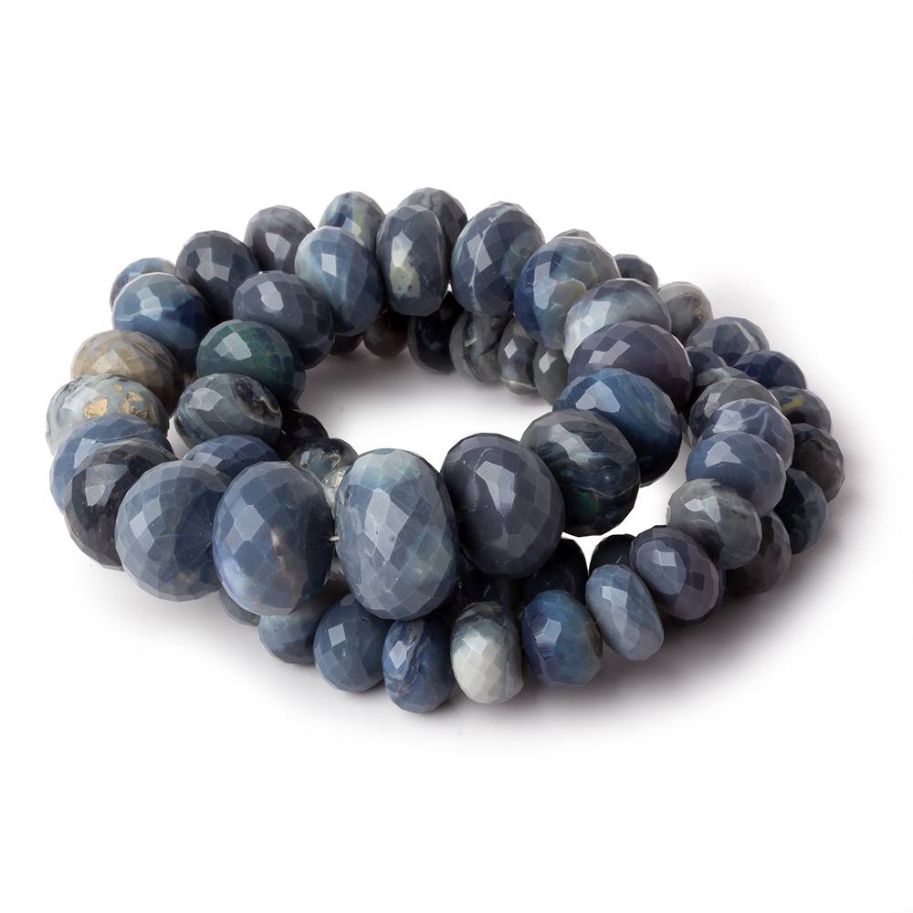 7.5-14mm Blue Grey Australian Opal faceted rondelle beads 18 inch 74 pieces (ONLINE ORDER ONLY)