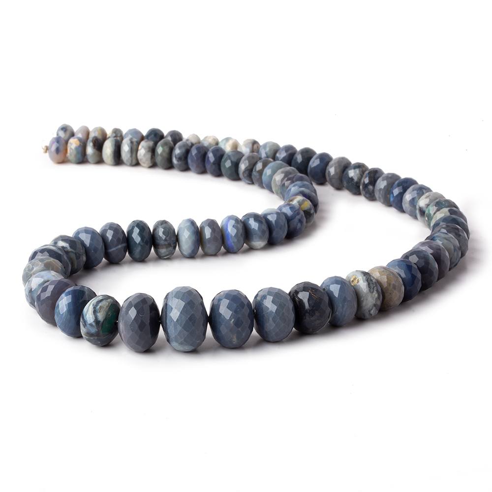 7.5-14mm Blue Grey Australian Opal faceted rondelle beads 18 inch 74 pieces (ONLINE ORDER ONLY)