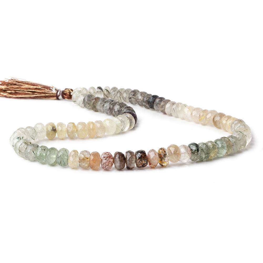 7.5-8.5mm Sagenetic Quartz Faceted Rondelle 16 inch 80 beads (ONLINE ORDER ONLY)