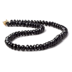 7.5-8mm Black Spinel faceted rondelle Necklace with 14kt Gold Clasp 16 inch AA (ONLINE ORDER ONLY)