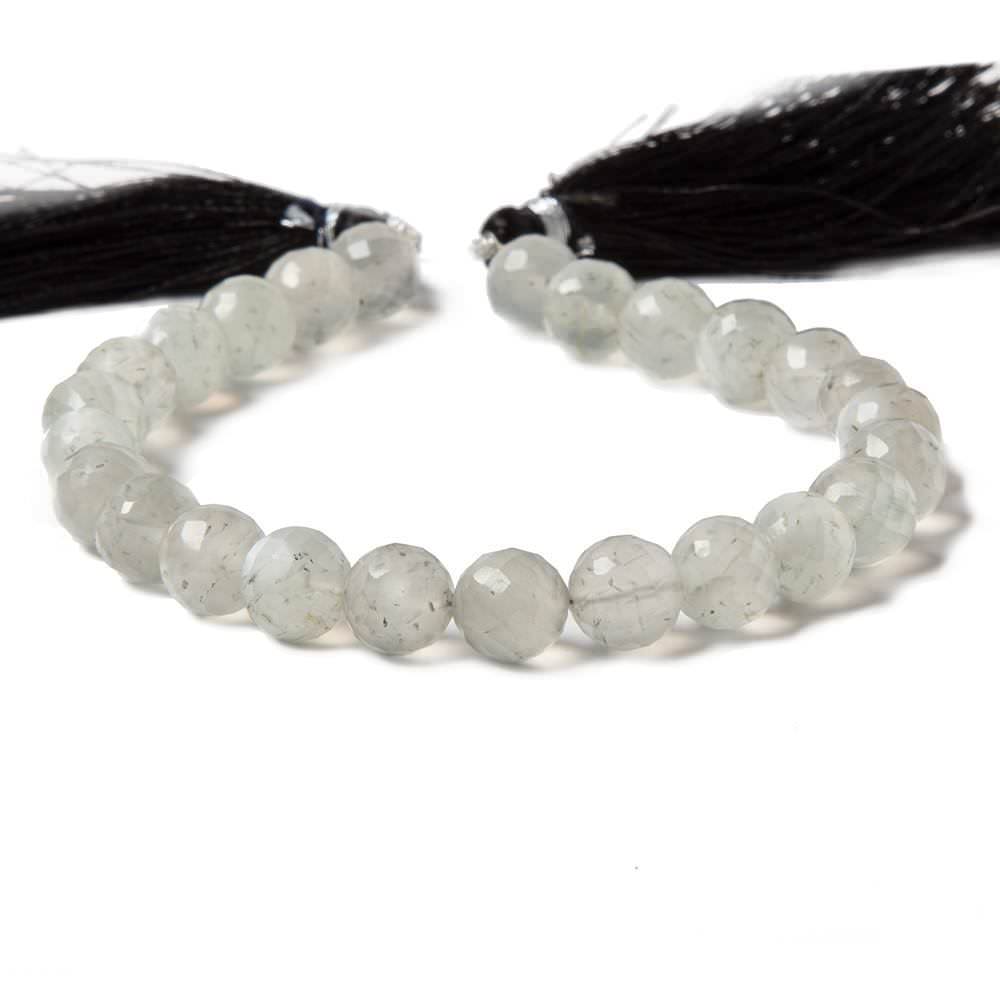 7.5-8mm Light Grey Moonstone faceted rounds 8 inch 25 Beads (ONLINE ORDER ONLY)