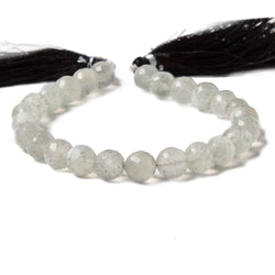 7.5-8mm Light Grey Moonstone faceted rounds 8 inch 25 Beads (ONLINE ORDER ONLY)