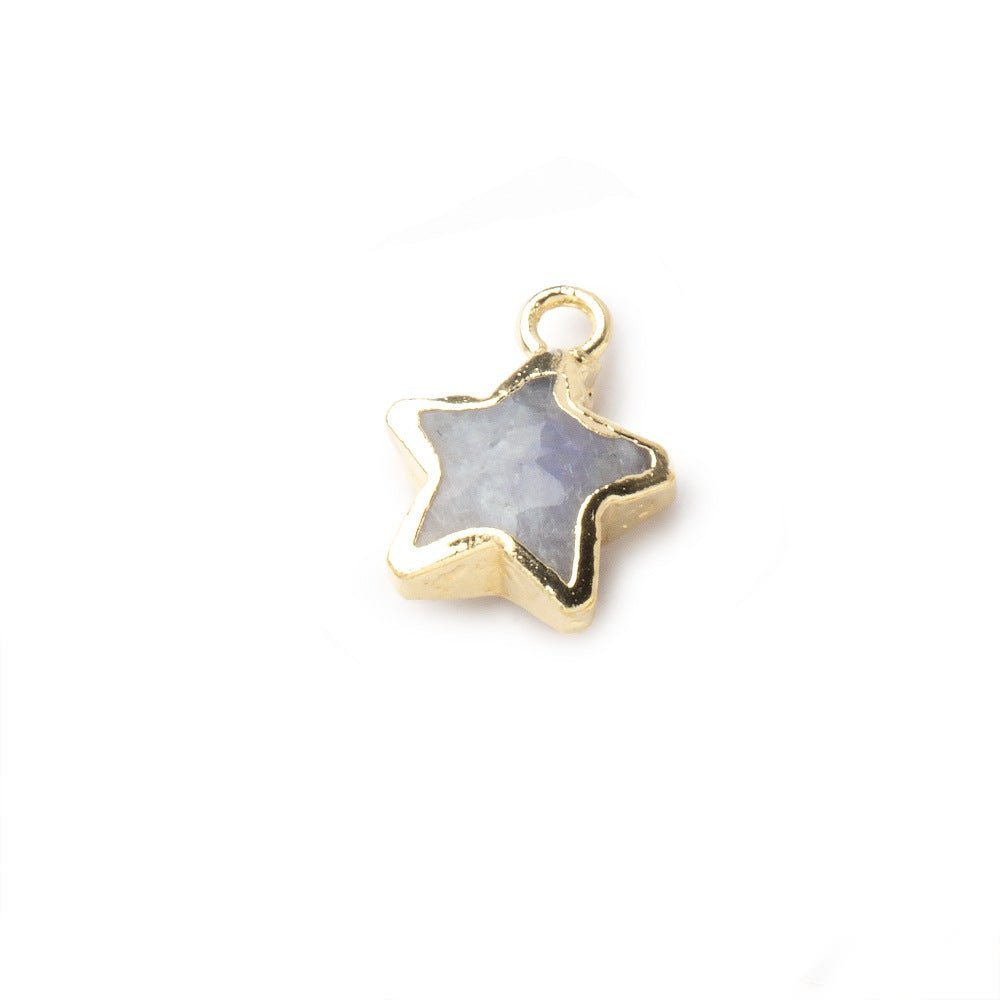 7.5-9mm Gold Leafed Rainbow Moonstone Faceted Star Focal Pendant 1 piece (ONLINE ORDER ONLY)