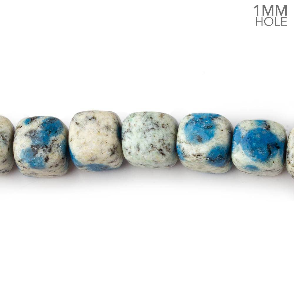 7.5-9mm K2 Azurite Granite "K2 Jasper" plain cubes 16 inch 45 beads 1mm large hole (ONLINE ORDER ONLY)